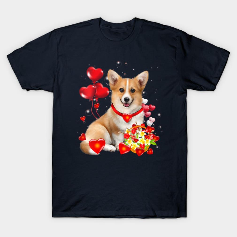 Womens Cute Corgi Valentine's Day T-Shirt