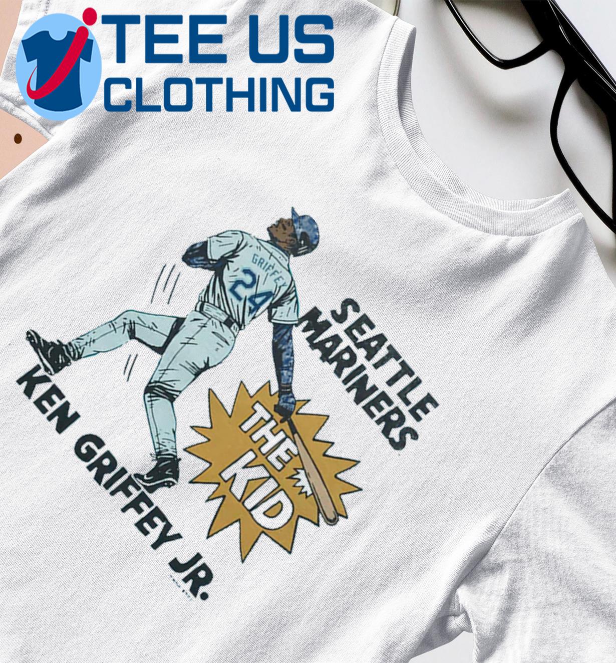 Ken Griffey Jr Mariners Home Run T-Shirt from Homage. | Teal | Vintage Apparel from Homage.