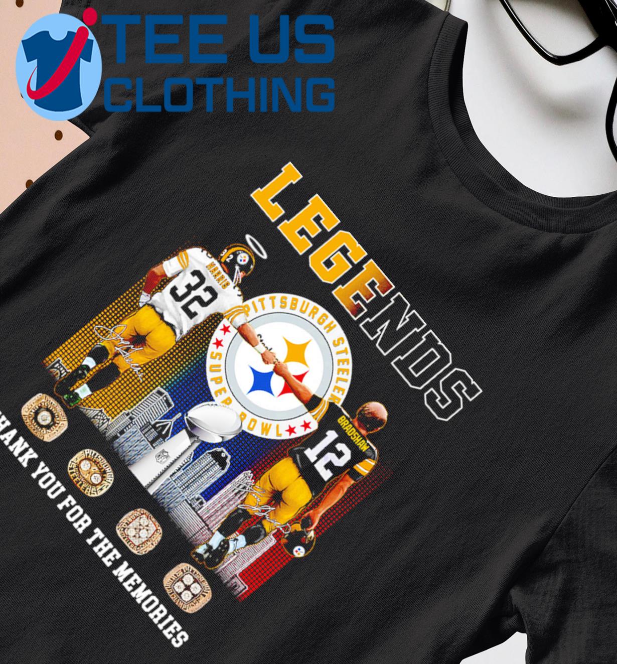 Legend Franco Harris And Terry Bradshaw Pittsburgh Steelers Skyline Thank  You For The Memories Signatures Shirt, hoodie, sweater, long sleeve and  tank top