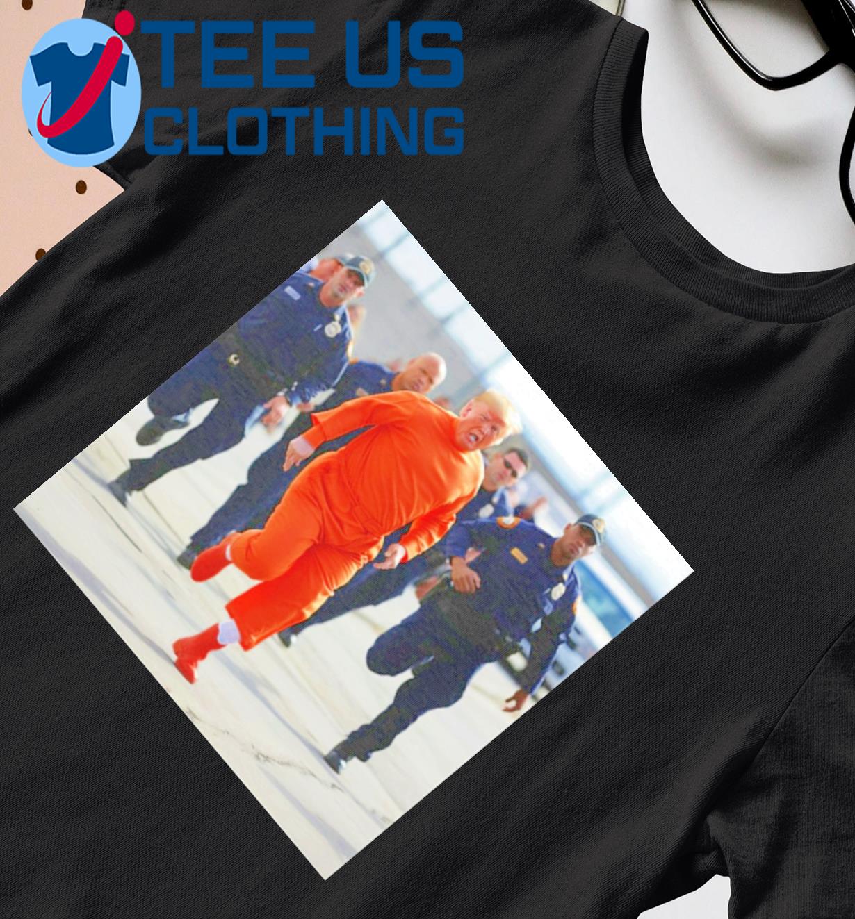 Donald Trump Running Away From Cops In Orange Jumpsuit Shirt