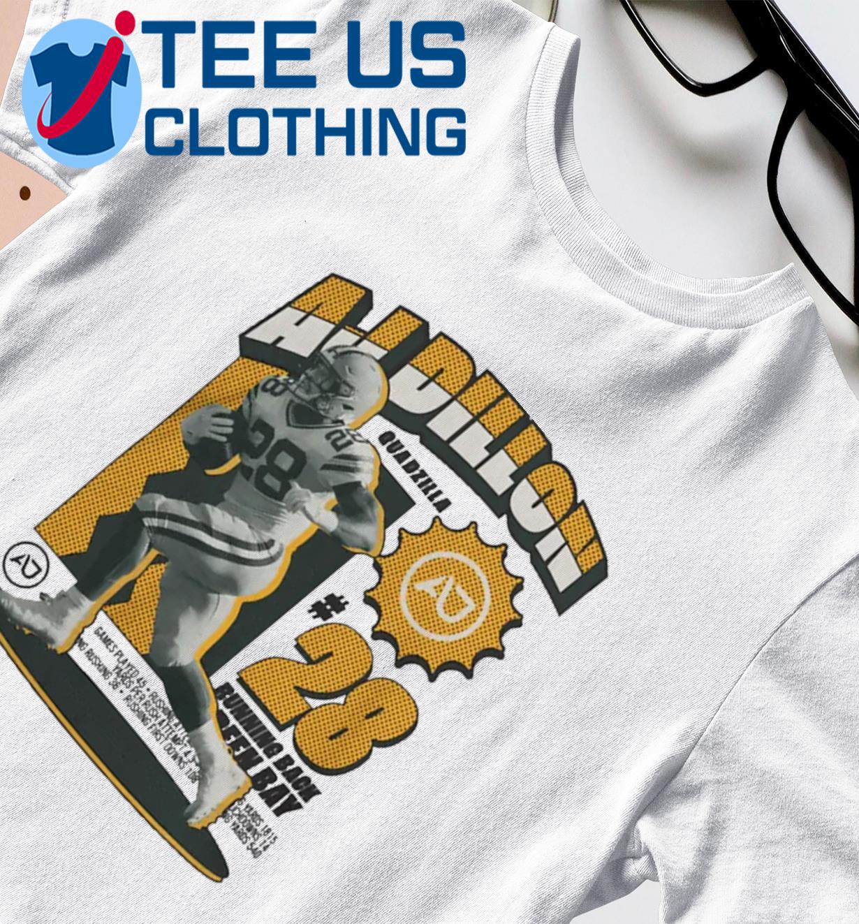 : Green Bay Aj Dillon Running Back The Quadfather T Shirt :  Clothing, Shoes & Jewelry