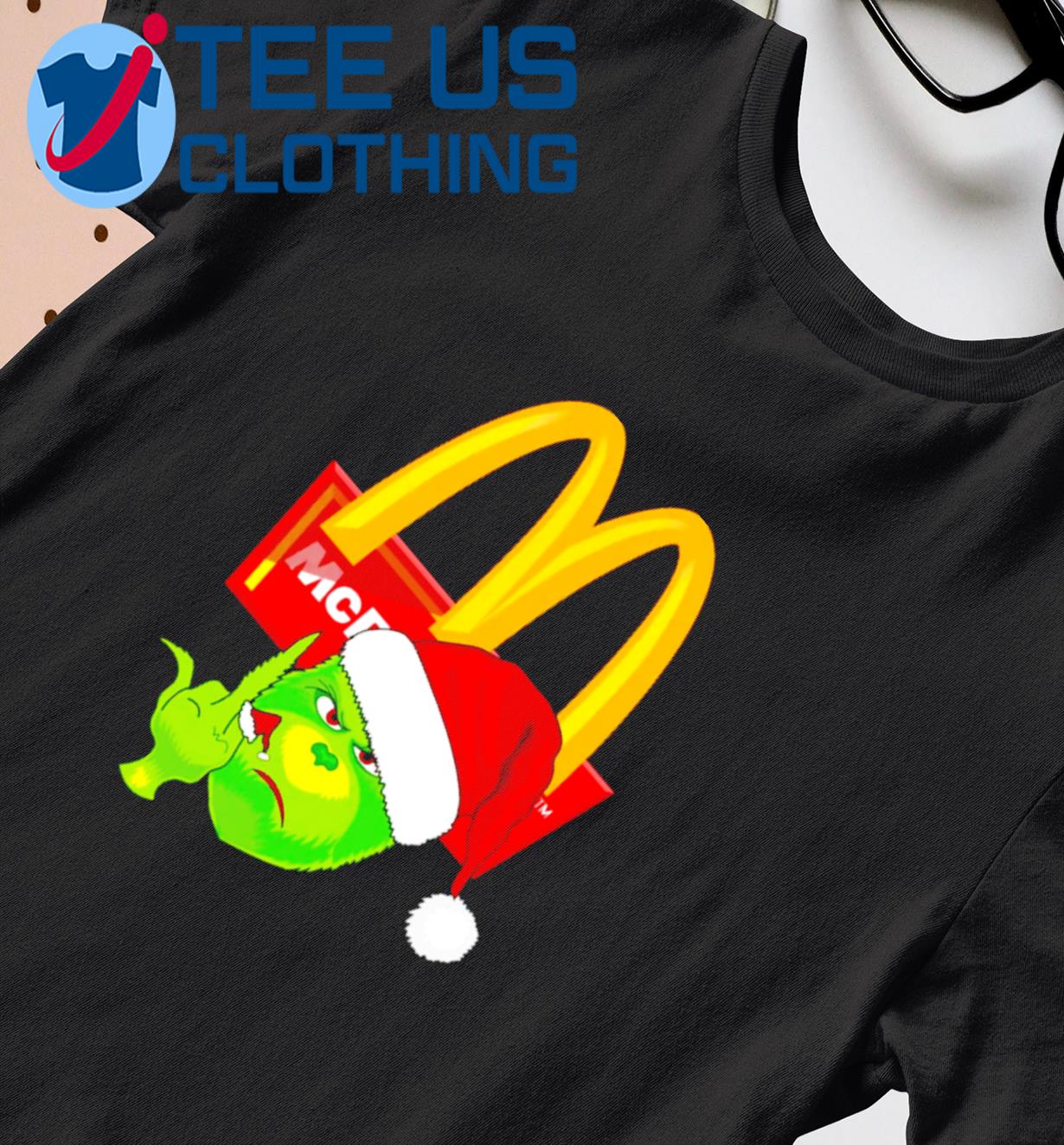 McDonald's symbol with grinch santa hat christmas shirt, hoodie