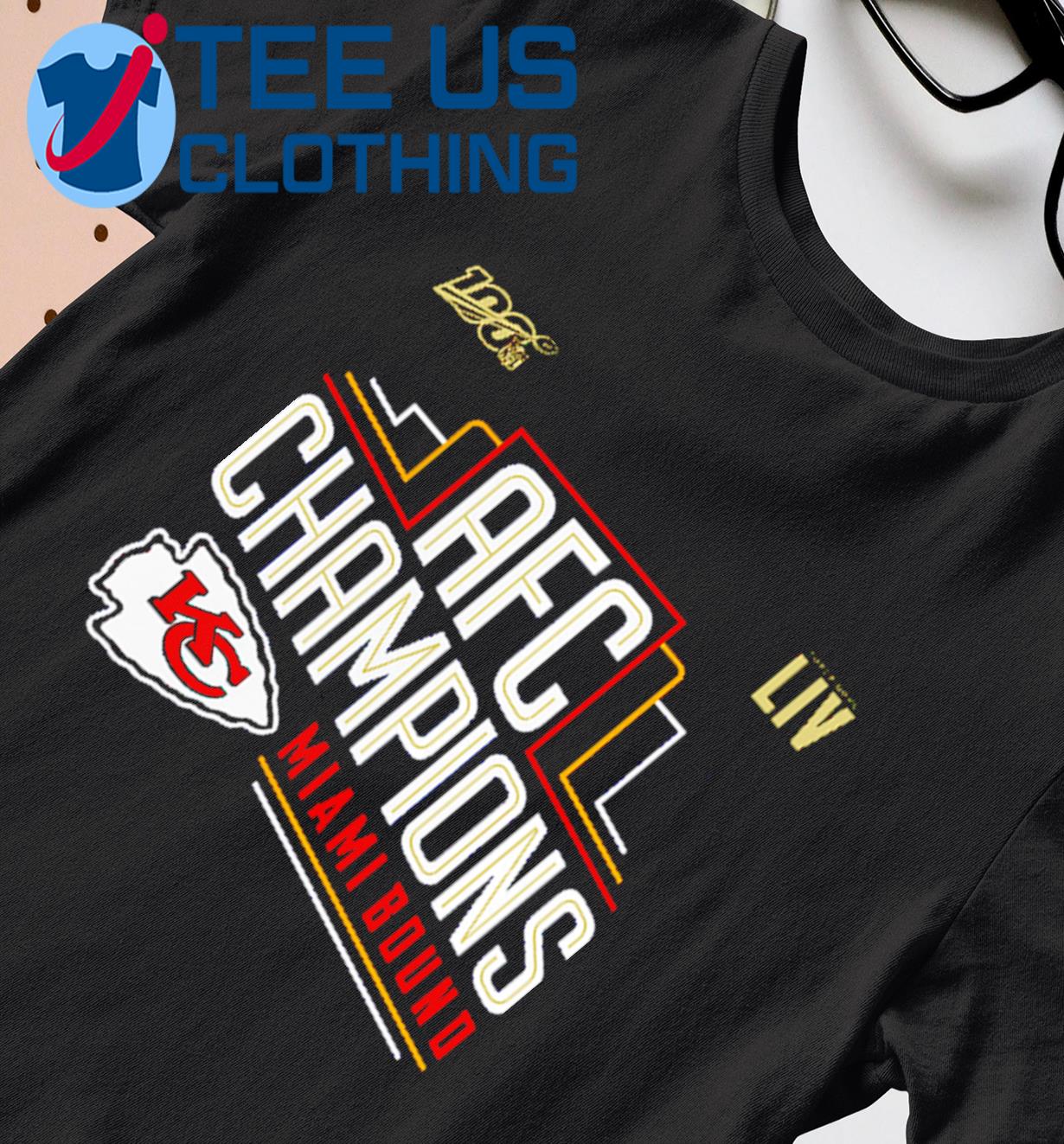 New Kansas City Chiefs AFC Champions Miami Bound LIV T-Shirt Size XL